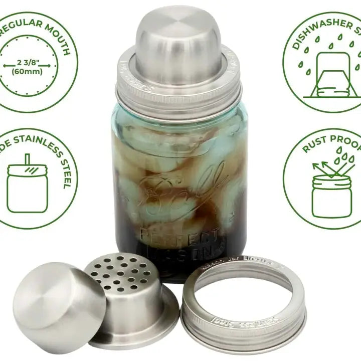 Cocktail Shaker Lid Set for Mason Jar