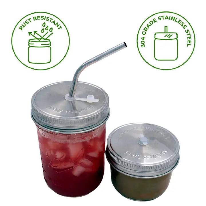 Stainless Steel Straw Hole Lids for Mason Jars