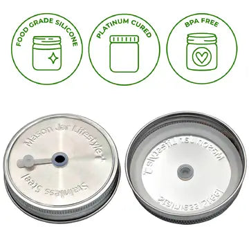 Stainless Steel Straw Hole Lids for Mason Jars