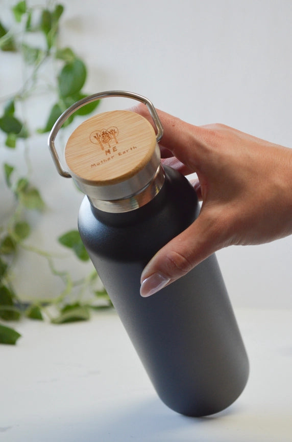 Stainless Steel Water Bottle w/ Bamboo Lid