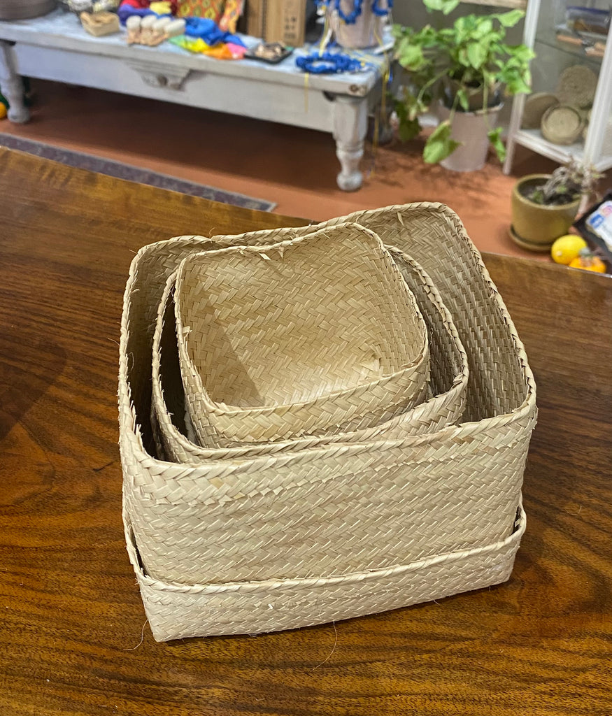 Basket - Square Stacking Carnauba Palm