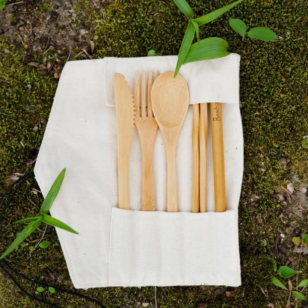 Bamboo Travel Cutlery Set - Beige