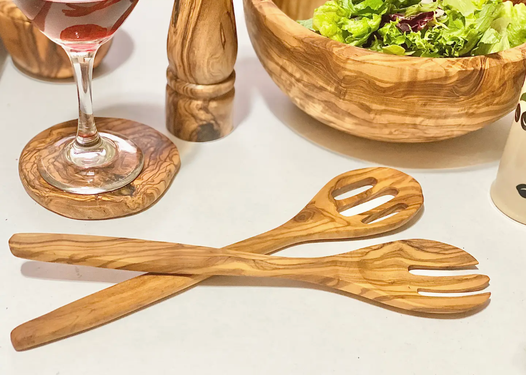 Olive Wood Salad Servers