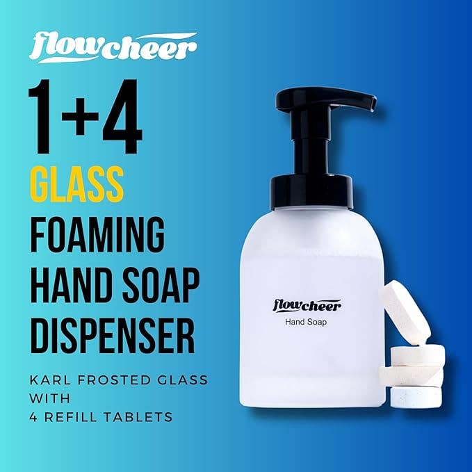 Glass Foaming Soap Dispenser Combo— 4 Refill Tablets