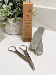 Stainless Steel Tongue Scrapers- with Travel Tins