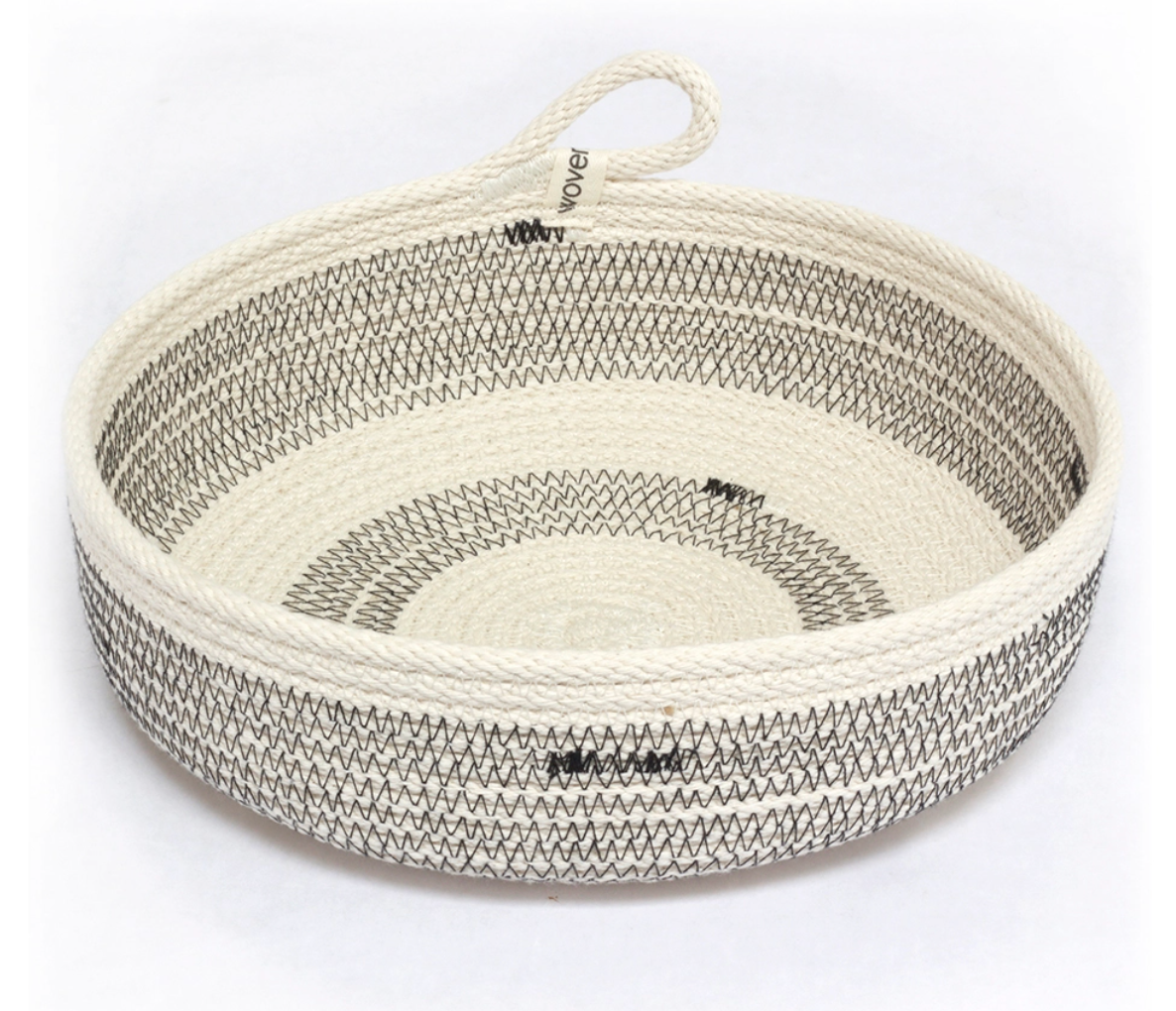 Woven Grey Large Color Block Basket